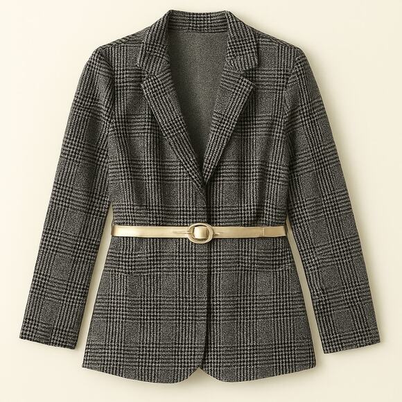 Must Have Plaid Blazer Women’s M/L Chest 39” Length 27” Sleeve 18” - Picture 3 of 7